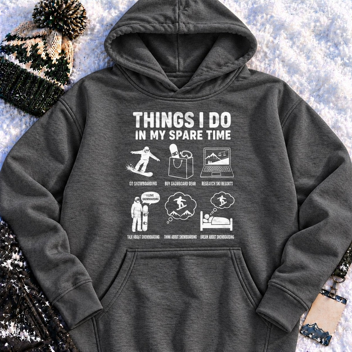Spare Time Snowboarding - Hoodie (Charcoal Heather)