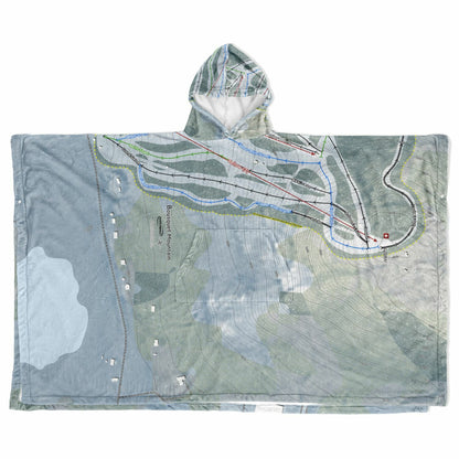 Bousquet Mountain, Massachusetts Ski Resort Map Flannel Blanket Poncho