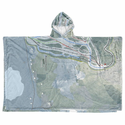 Bousquet Mountain, Massachusetts Ski Resort Map Flannel Blanket Poncho