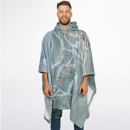 Hunter Mountain, New York Ski Resort Map Flannel Blanket Poncho