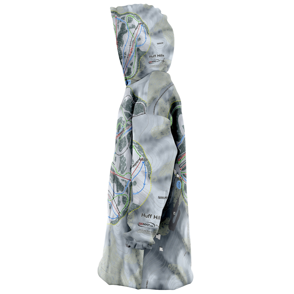 Huff Hills, North Dakota Ski Trail Map Snug Hoodie