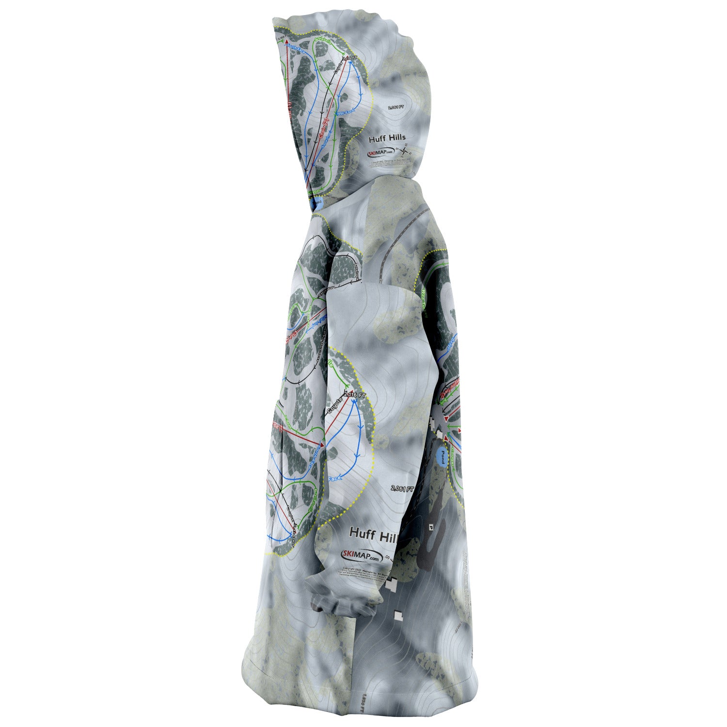 Huff Hills, North Dakota Ski Trail Map Snug Hoodie