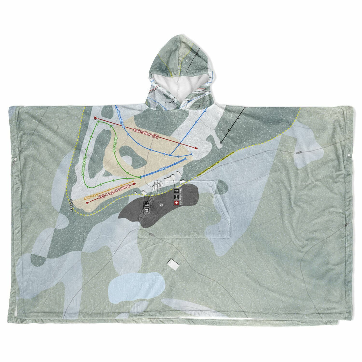 Alta Sierra, California Ski Resort Map Flannel Blanket Poncho