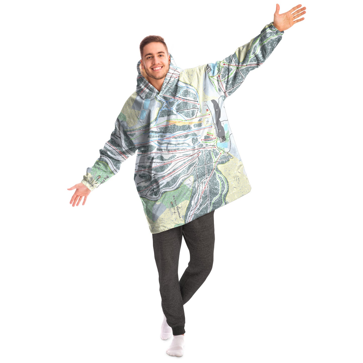 Big Snow Indianhead, Michigan Ski Trail Map Snug Hoodie