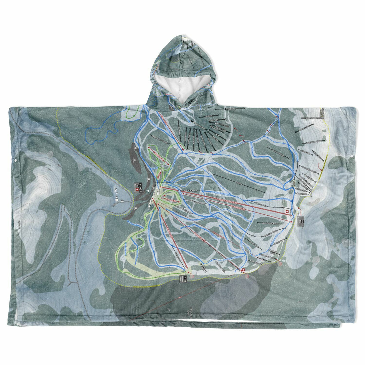 Wolf Creek, Colorado Ski Resort Map Flannel Blanket Poncho
