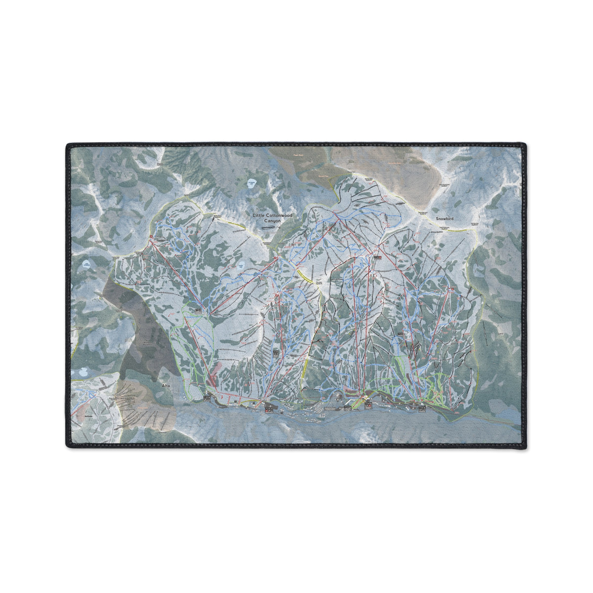 Little Cottonwood Canyon, Utah Ski Resort Map Heavy Duty Floor Mat