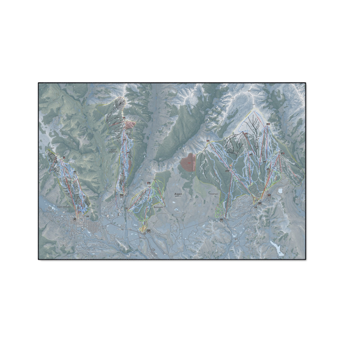 Aspen Snowmass, Colorado Ski Resort Map Heavy Duty Floor Mat