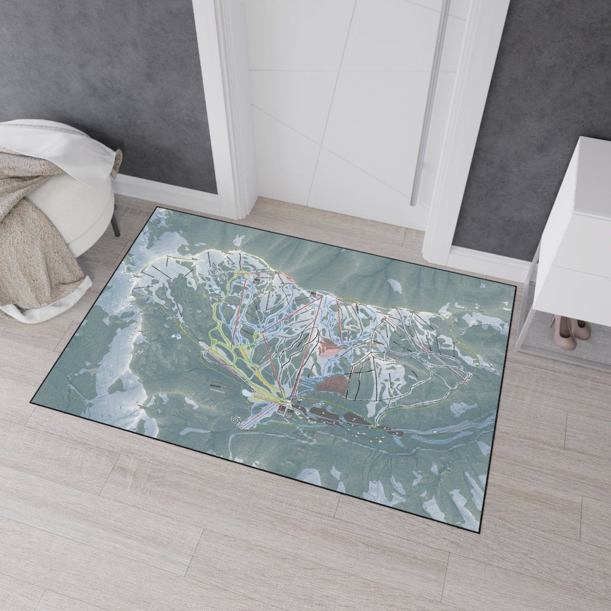 Crystal Mountain, Washington Ski Resort Map Heavy Duty Floor Mat