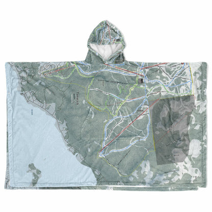 Tamarack, Idaho Ski Resort Map Flannel Blanket Poncho