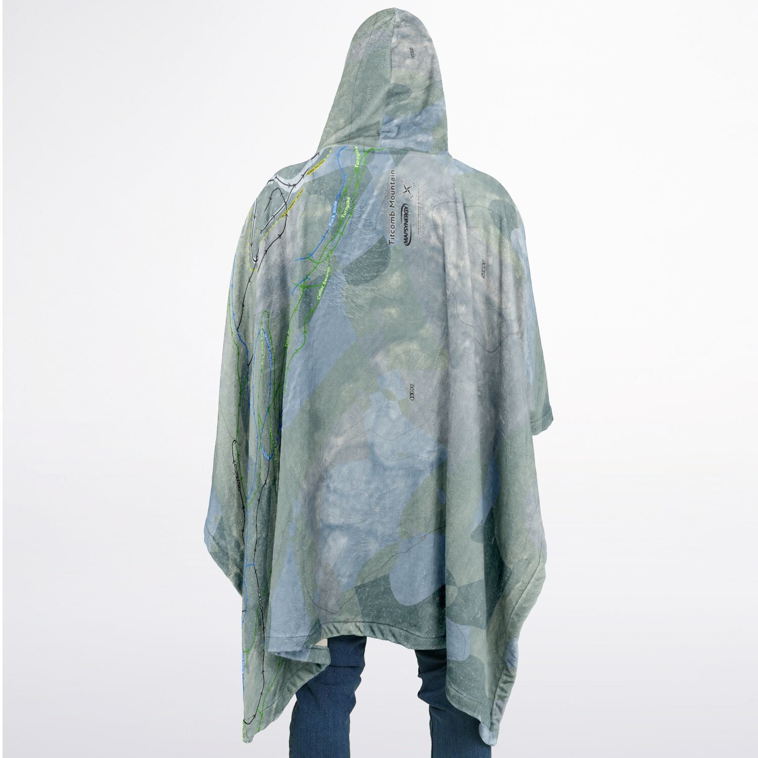 Titcomb Mountain, Maine Ski Resort Map Flannel Blanket Poncho