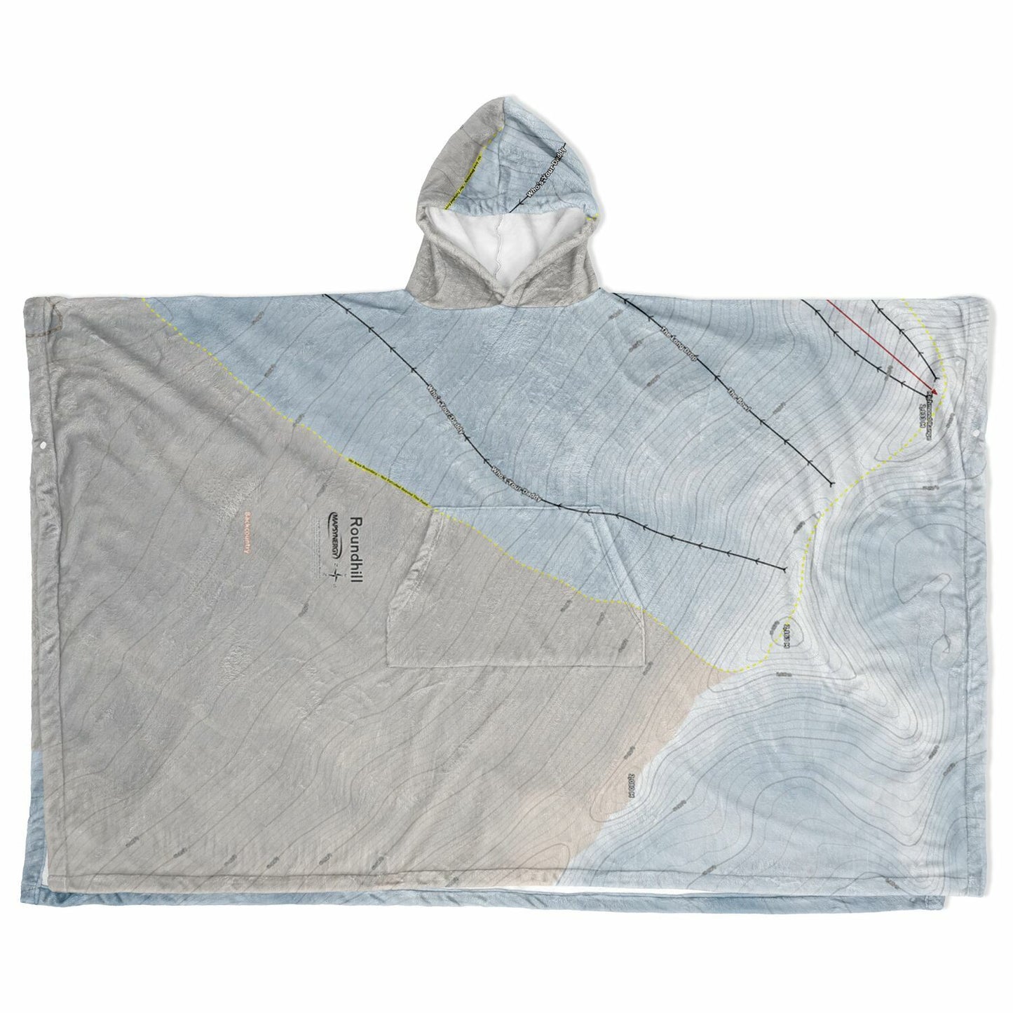 Roundhill, New Zealand Ski Resort Map Flannel Blanket Poncho - Powderaddicts