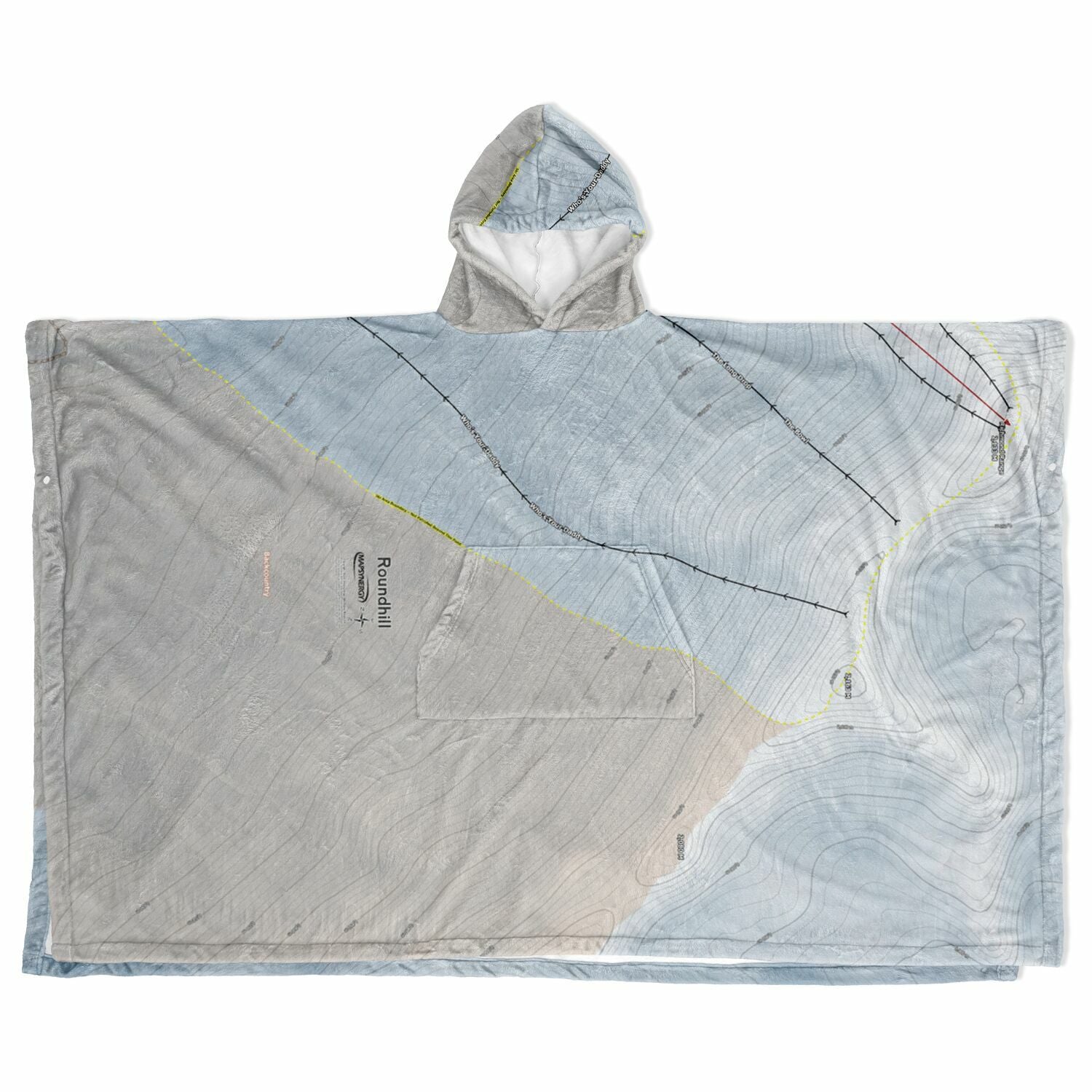 Roundhill, New Zealand Ski Resort Map Flannel Blanket Poncho - Powderaddicts