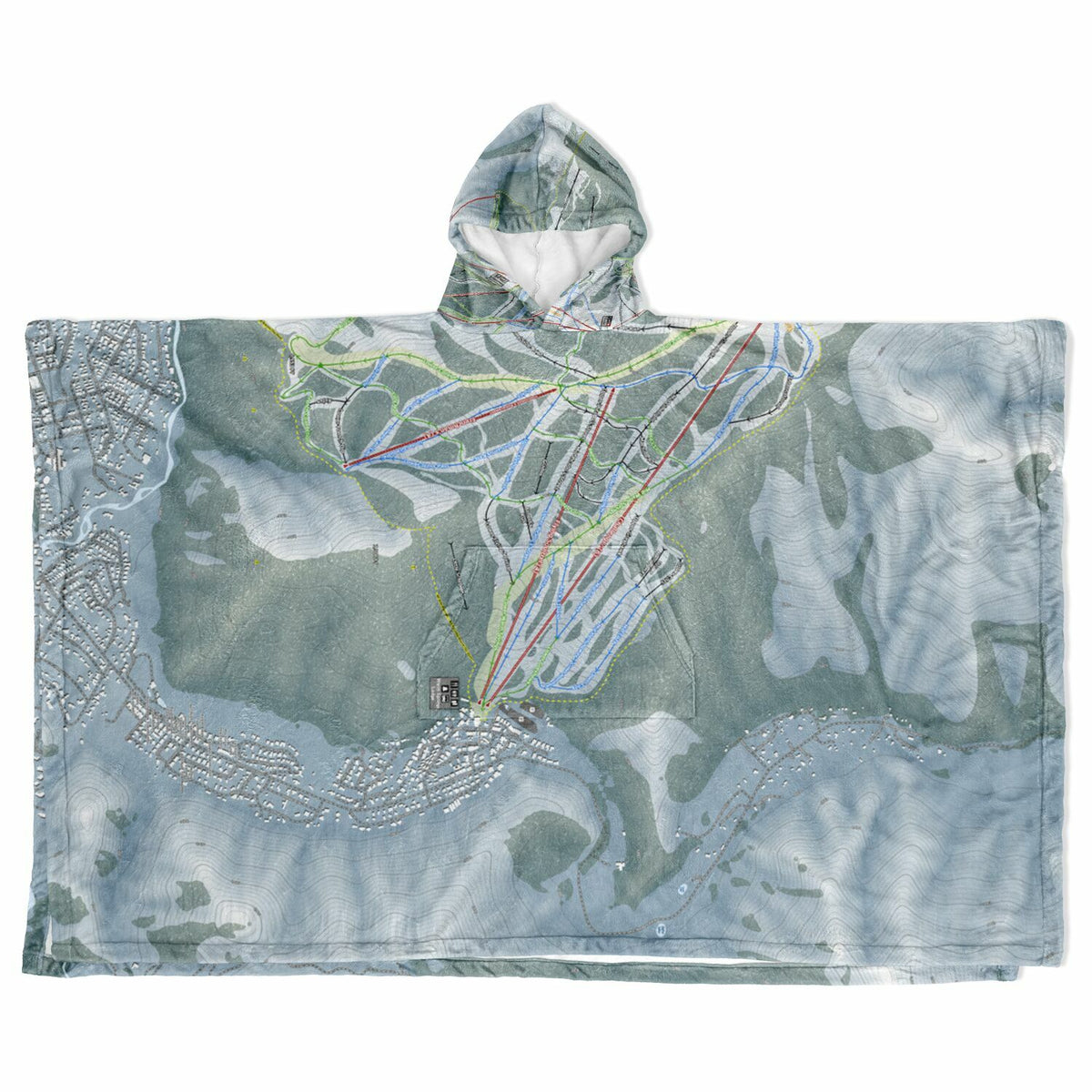 Sun Valley, Idaho Ski Resort Map Flannel Blanket Poncho