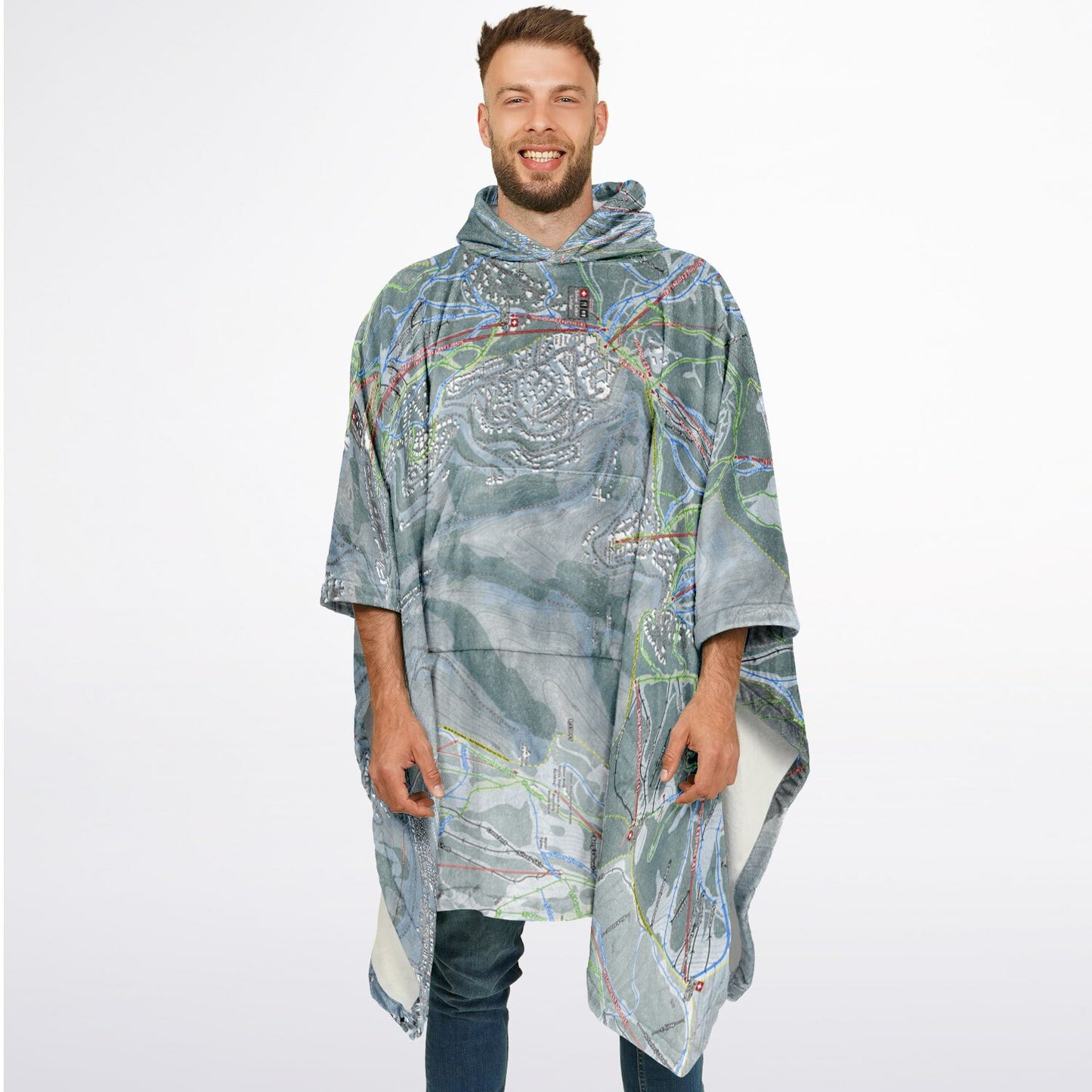 Deer Valley, Utah Ski Resort Map Flannel Blanket Poncho