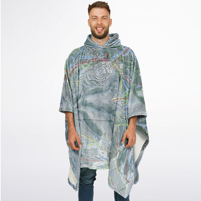 Deer Valley, Utah Ski Resort Map Flannel Blanket Poncho