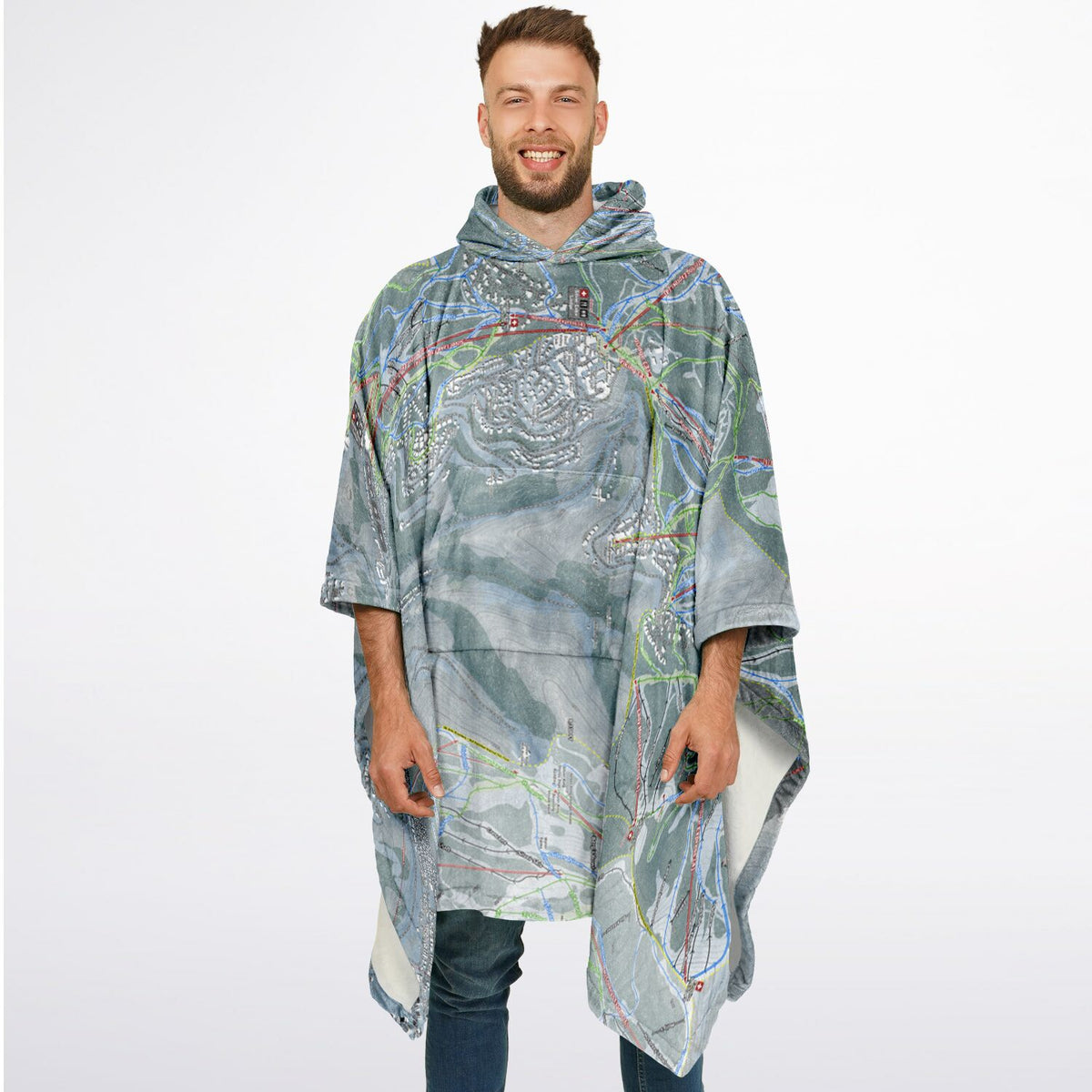 Deer Valley, Utah Ski Resort Map Flannel Blanket Poncho
