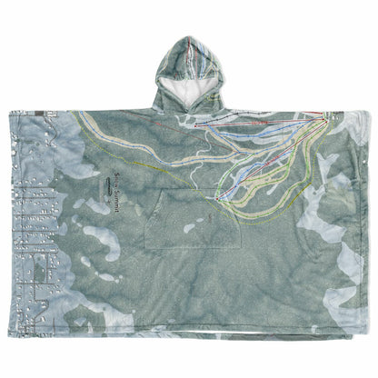 Snow Summit, California Ski Resort Map Flannel Blanket Poncho
