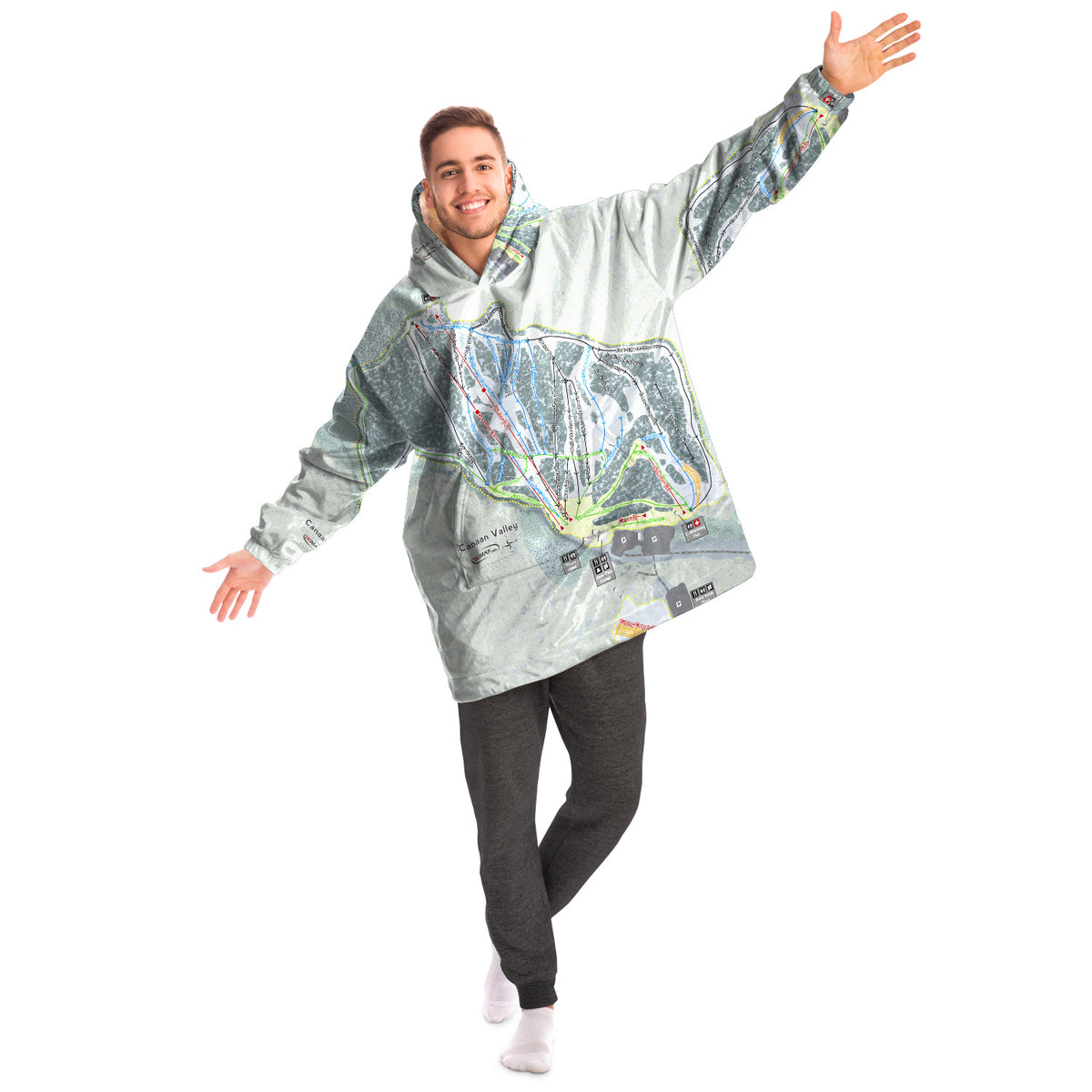 Canaan Valley, West Virginia Ski Trail Map - Snug Hoodie
