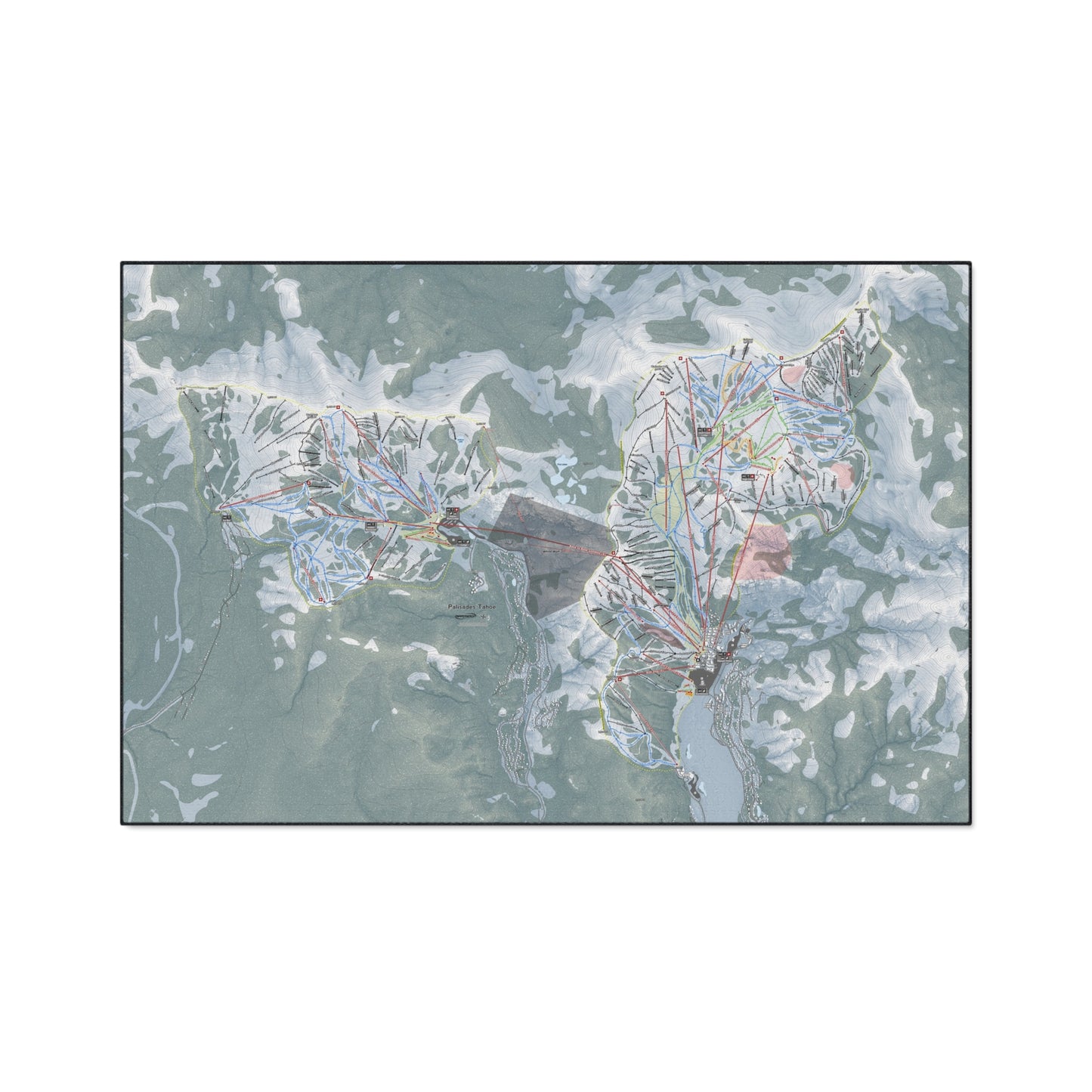 Palisades Tahoe, California Ski Resort Map Heavy Duty Floor Mat