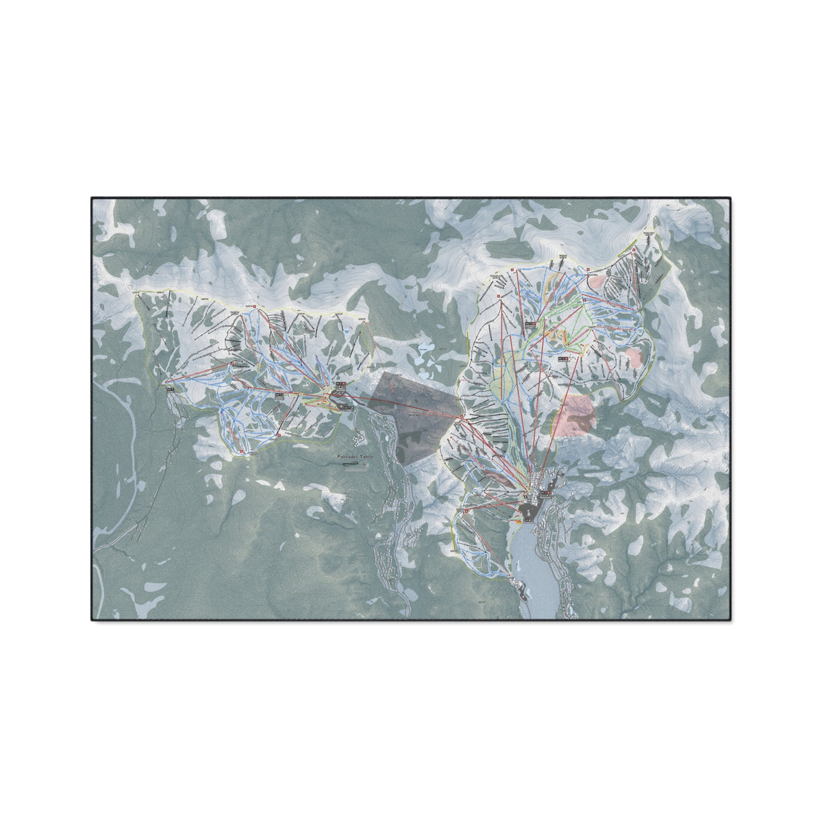 Palisades Tahoe, California Ski Resort Map Heavy Duty Floor Mat