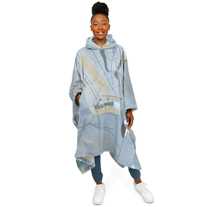 Quechee Club, Vermont Ski Resort Map Flannel Blanket Poncho