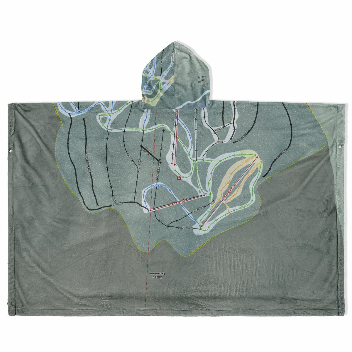Sipapu, New Mexico Ski Resort Map Flannel Blanket Poncho