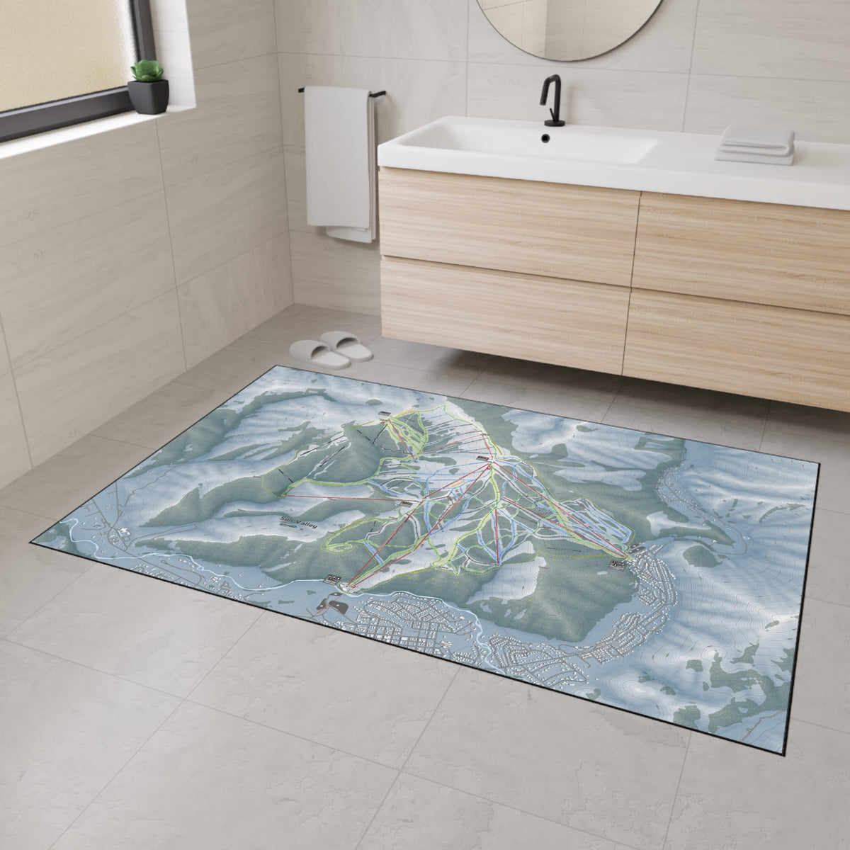 Sun Valley, Idaho Ski Resort Map Heavy Duty Floor Mat