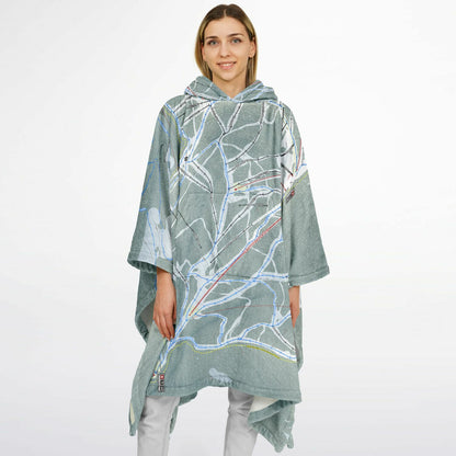 Schweitzer, Idaho Ski Resort Map Flannel Blanket Poncho