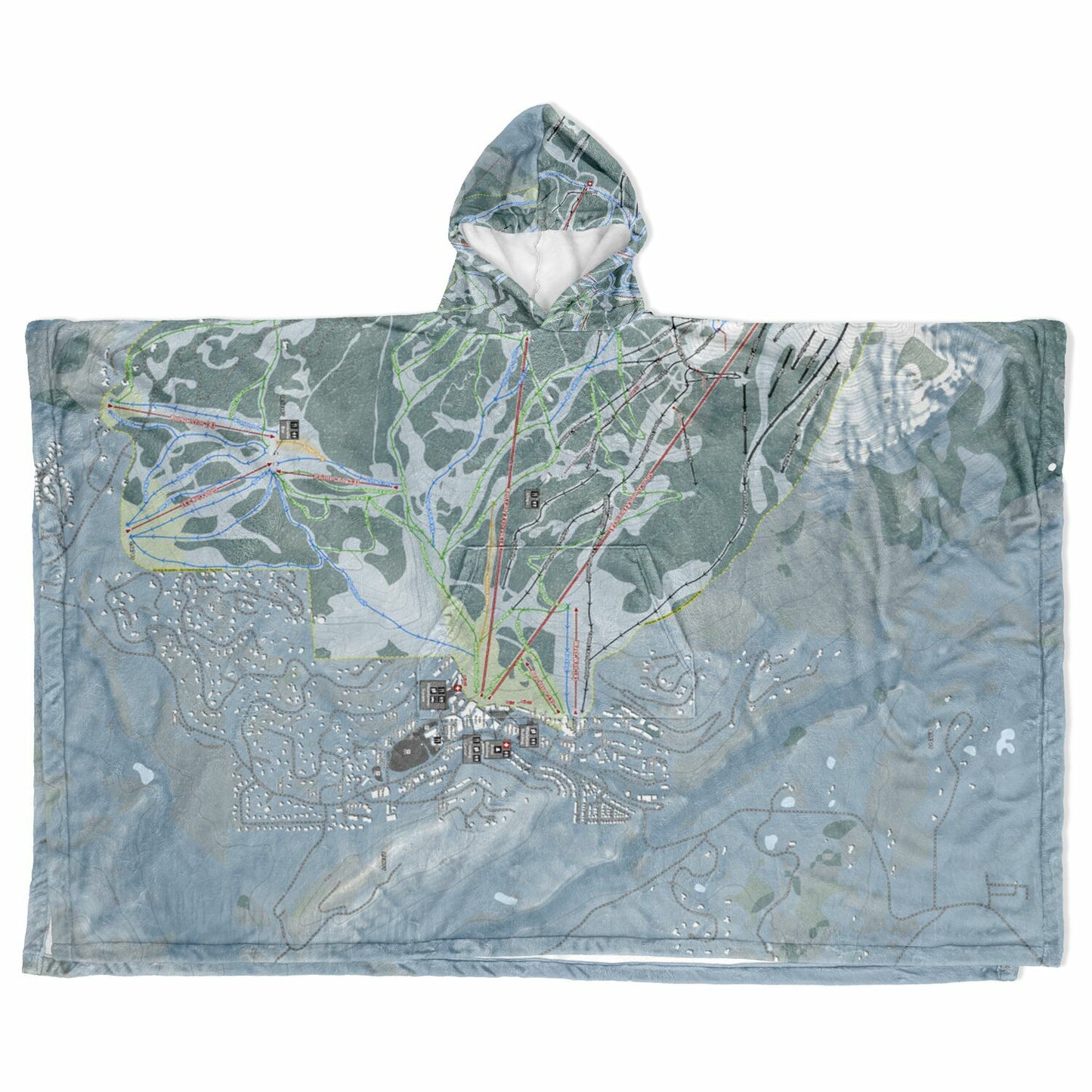 Crested Butte, Colorado Ski Resort Map Flannel Blanket Poncho