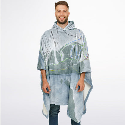 Soldier Mountain, Idaho Ski Resort Map Flannel Blanket Poncho