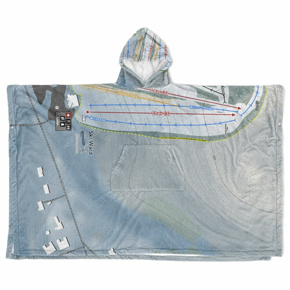 Ski Ward, Massachusetts Ski Resort Map Flannel Blanket Poncho
