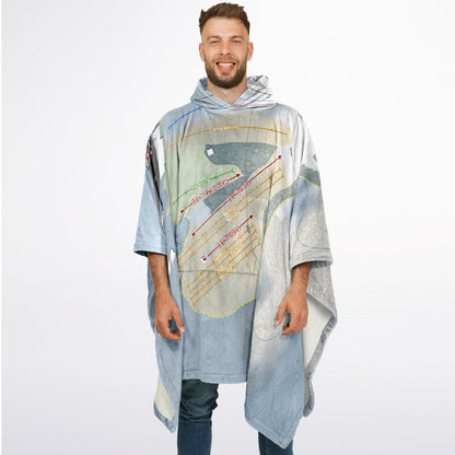 Hanson Hills, Michigan Ski Resort Map Flannel Blanket Poncho