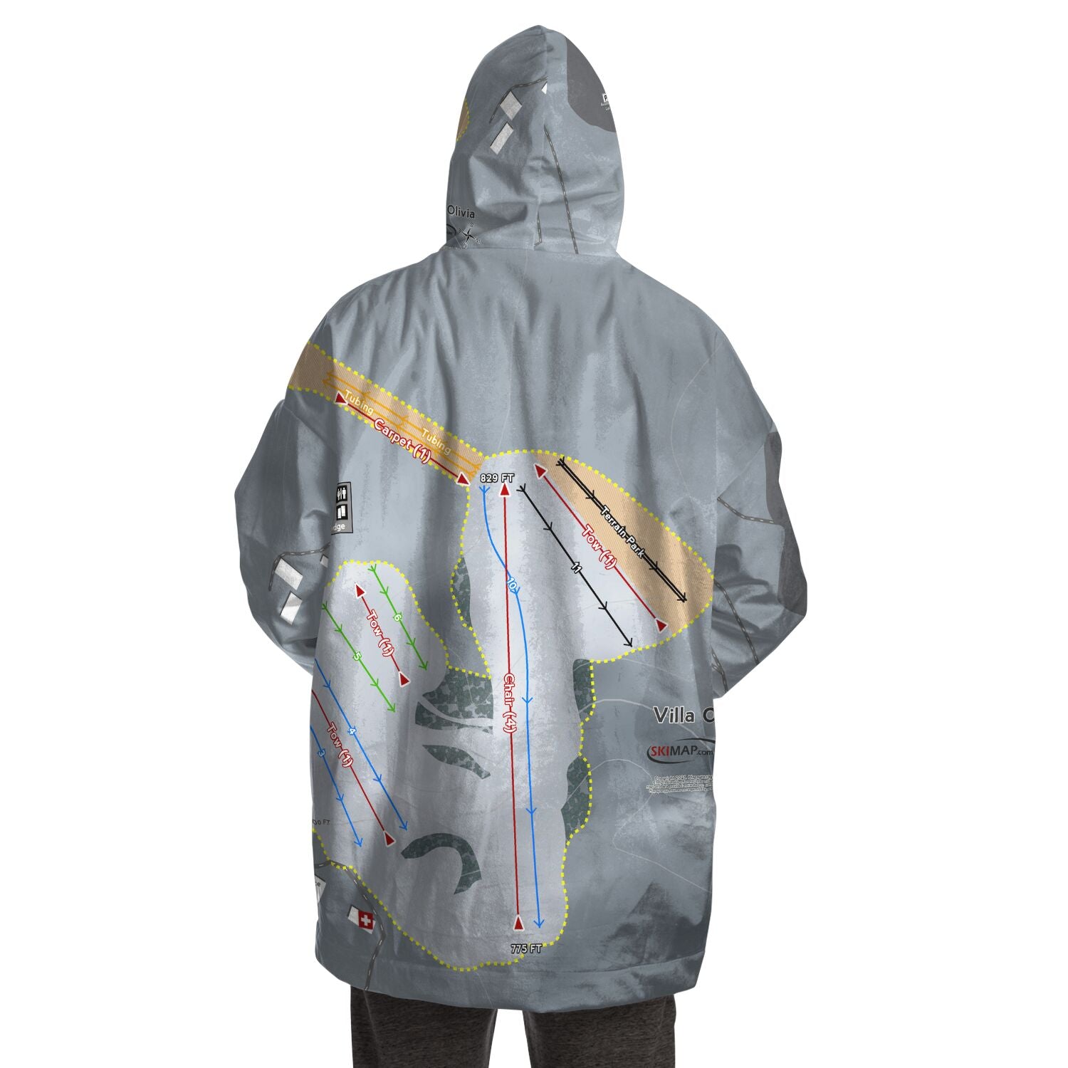 Villa Olivia, Illinois Ski Trail Map - Snug Hoodie