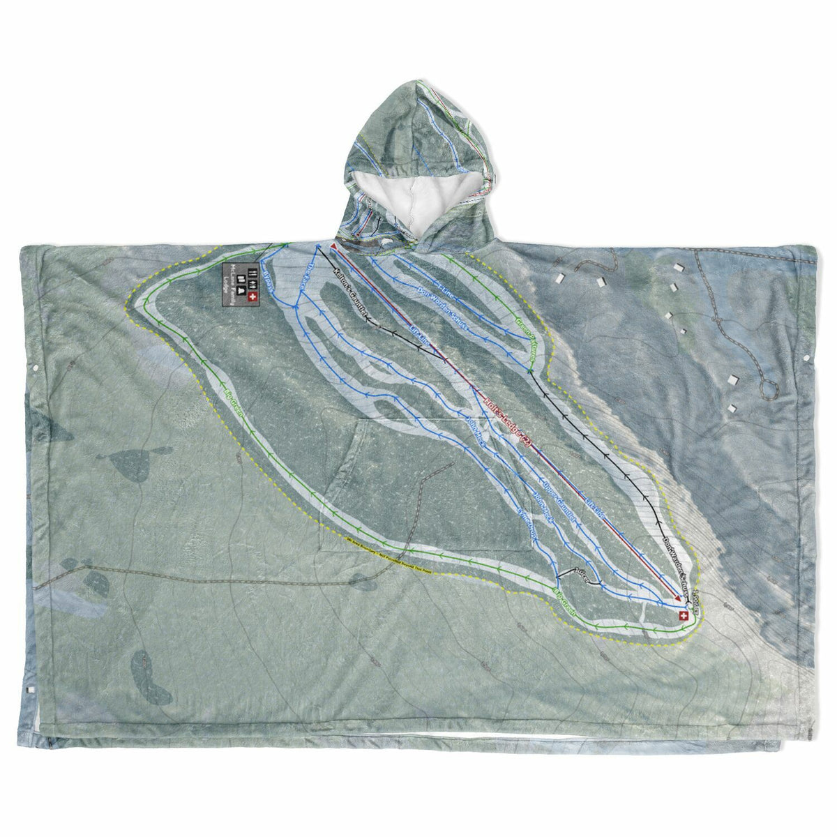 Dartmouth Skiway, New Hampshire Ski Resort Map Flannel Blanket Poncho