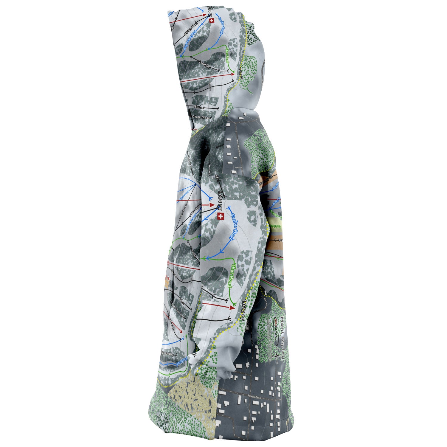 Mont Ripley, Michigan Ski Trail Map Snug Hoodie - Powderaddicts