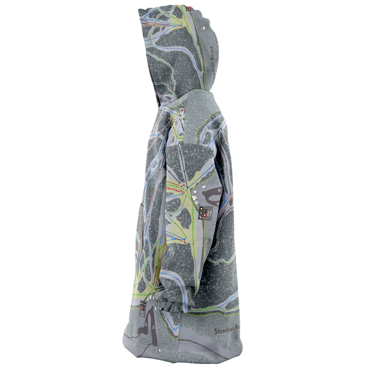 Showdown, Montana Ski Trail Map - Snug Hoodie - Powderaddicts