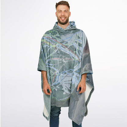 Fernie, British Columbia Ski Resort Map Flannel Blanket Poncho