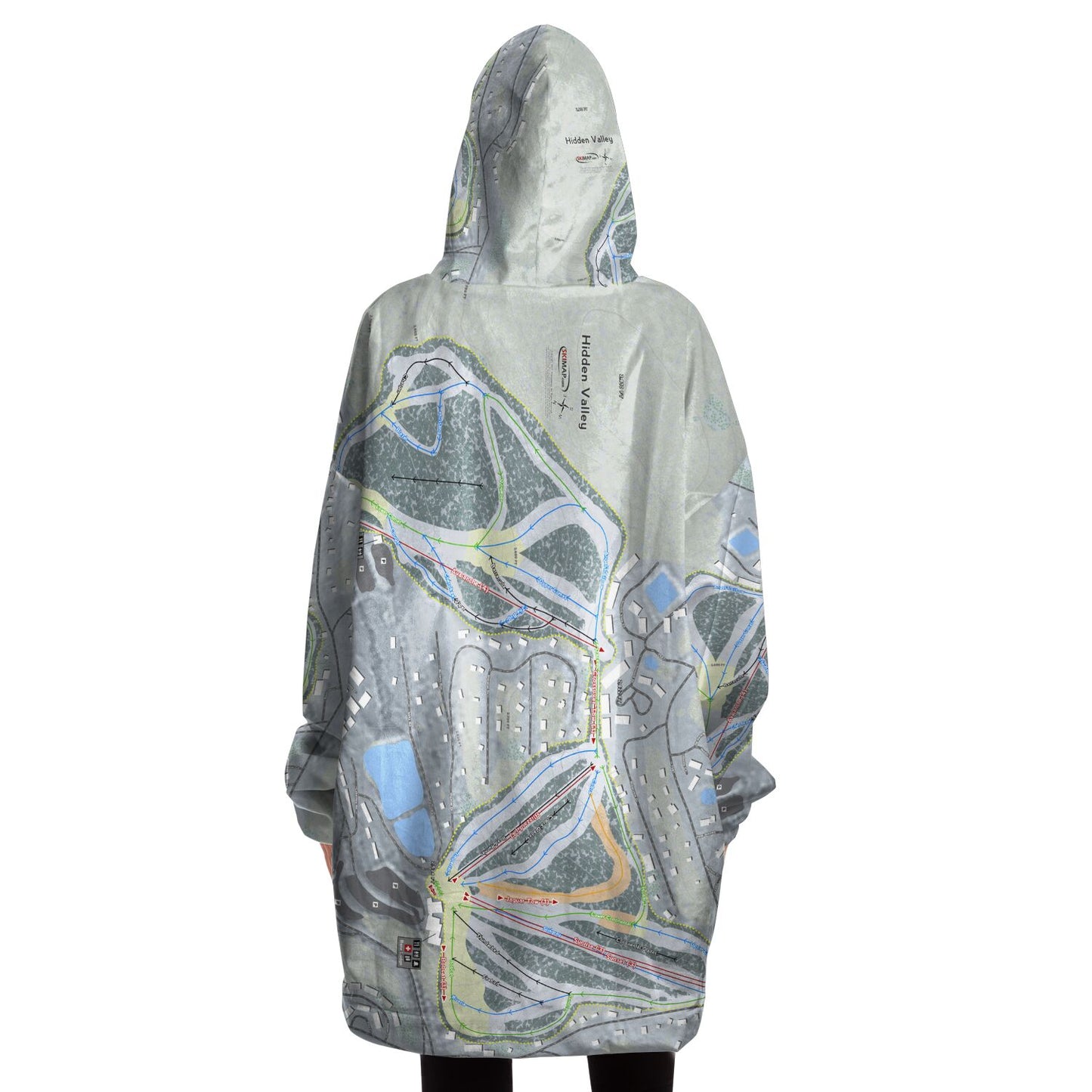 Hidden Valley, Pennsylvania Ski Trail Map Snug Hoodie - Powderaddicts