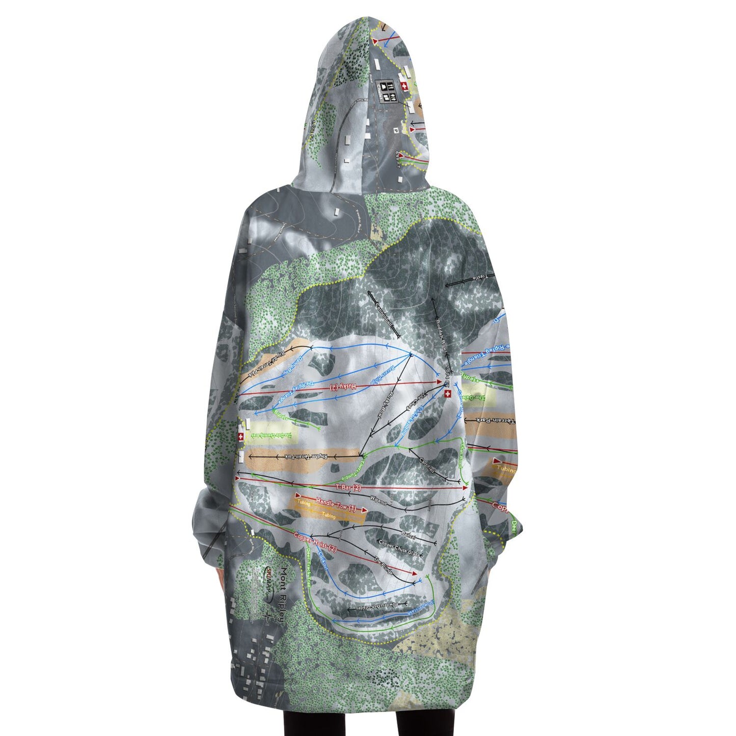 Mont Ripley, Michigan Ski Trail Map Snug Hoodie - Powderaddicts