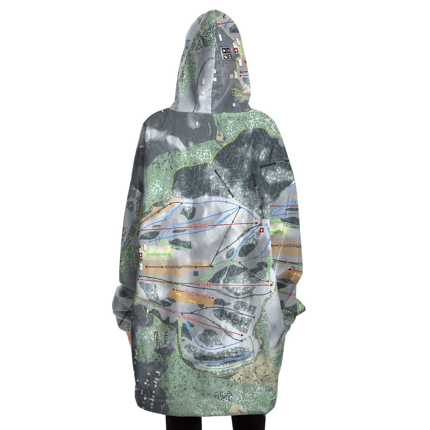 Mont Ripley, Michigan Ski Trail Map Snug Hoodie - Powderaddicts