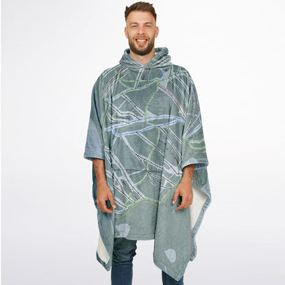 Kimberley, British Columbia Ski Resort Map Flannel Blanket Poncho
