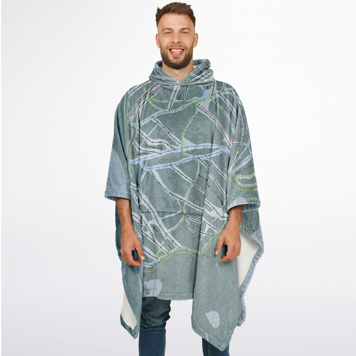 Kimberley, British Columbia Ski Resort Map Flannel Blanket Poncho