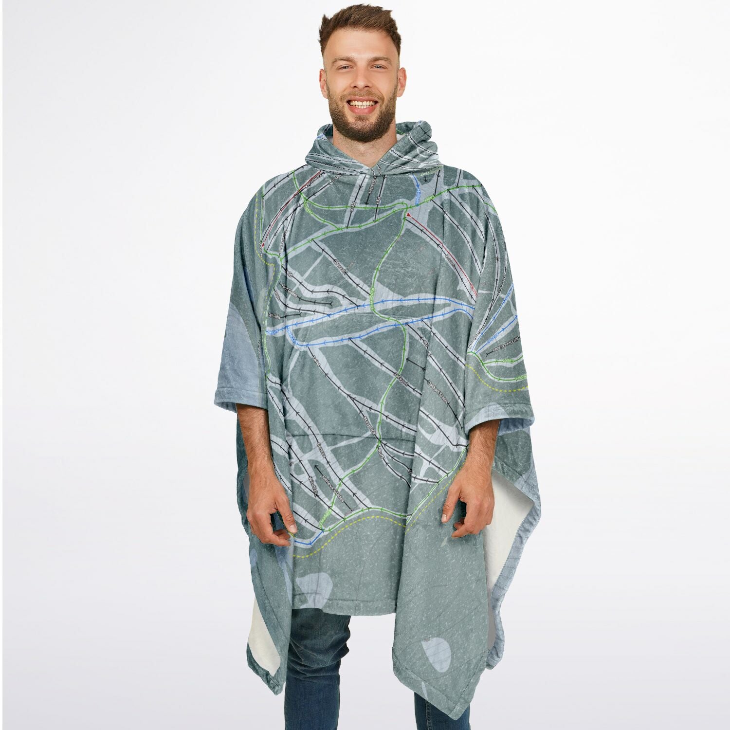 Kimberley, British Columbia Ski Resort Map Flannel Blanket Poncho