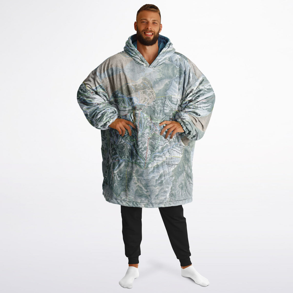 Powder Mountain, Utah Ski Resort Map Reversible Snug Hoodie