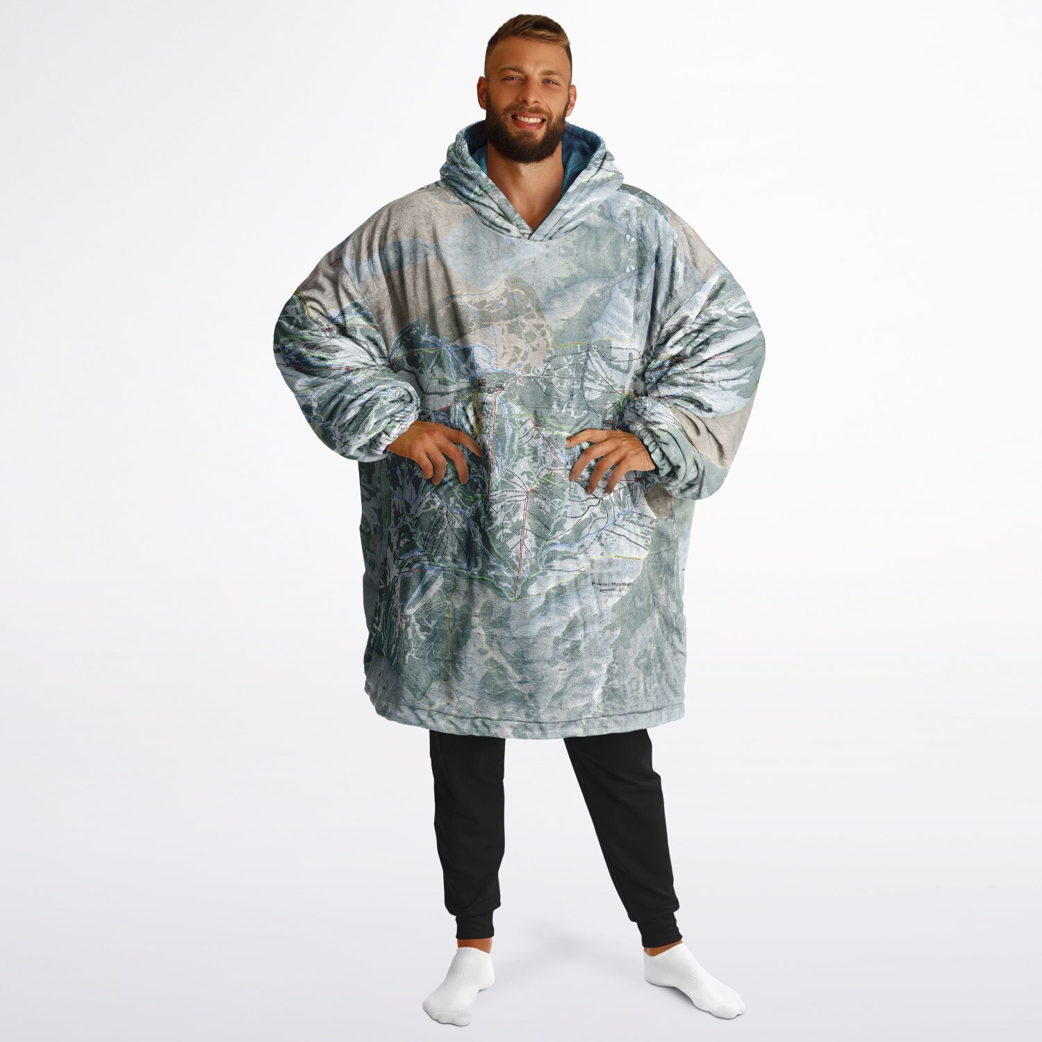 Powder Mountain, Utah Ski Resort Map Reversible Snug Hoodie