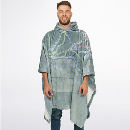 Cranmore Mountain, New Hampshire Ski Resort Map Flannel Blanket Poncho
