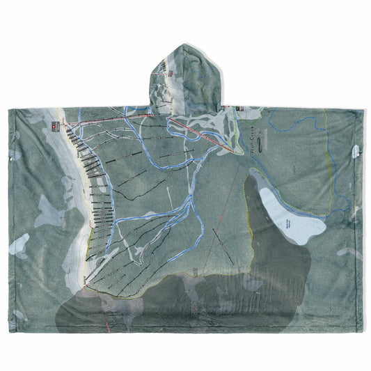 Wolf Creek, Colorado Ski Resort Map Flannel Blanket Poncho