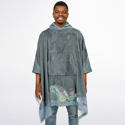 Kendall Mountain, Colorado Ski Resort Map Flannel Blanket Poncho