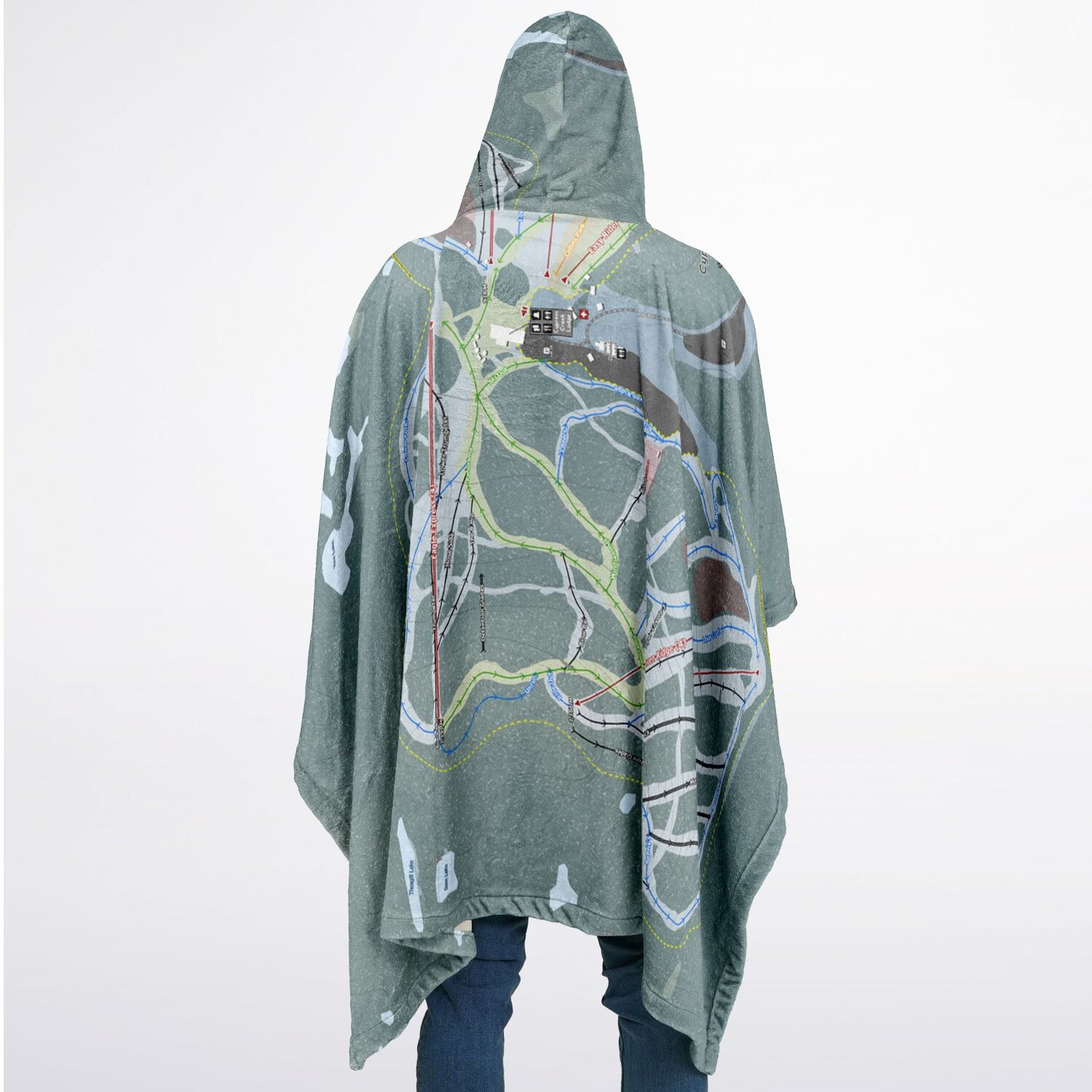 Cypress Mountain, British Columbia Ski Resort Map Flannel Blanket Poncho