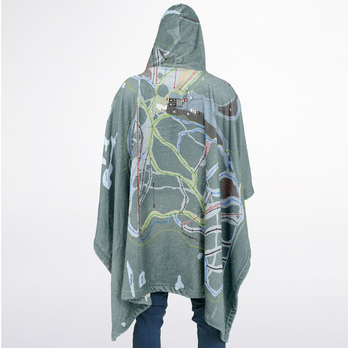 Cypress Mountain, British Columbia Ski Resort Map Flannel Blanket Poncho